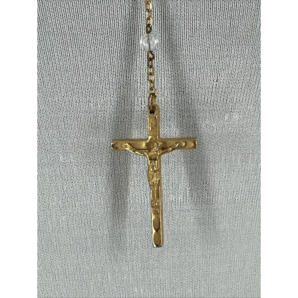 Catholic - Mary - Jesus On Cross - Chain Link beaded‎ necklace 18